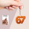 2D Flat Acrylic Keychain Cute Blue Icing Donut 67 Badminton Pattern Non-Fading Key Decor for Backpack Pendant