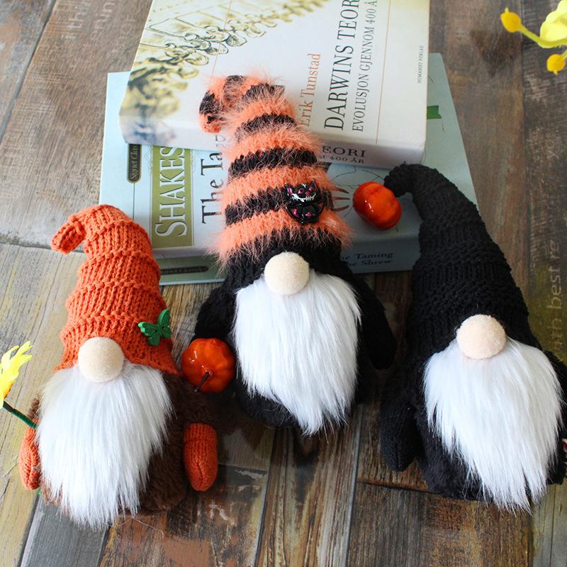 Dreifarbige Erntefest-Gesichtslose Puppe, Niedliches Plüsch-Waldpuppen-Ornament, Einkaufszentrum-Feiertagsornament