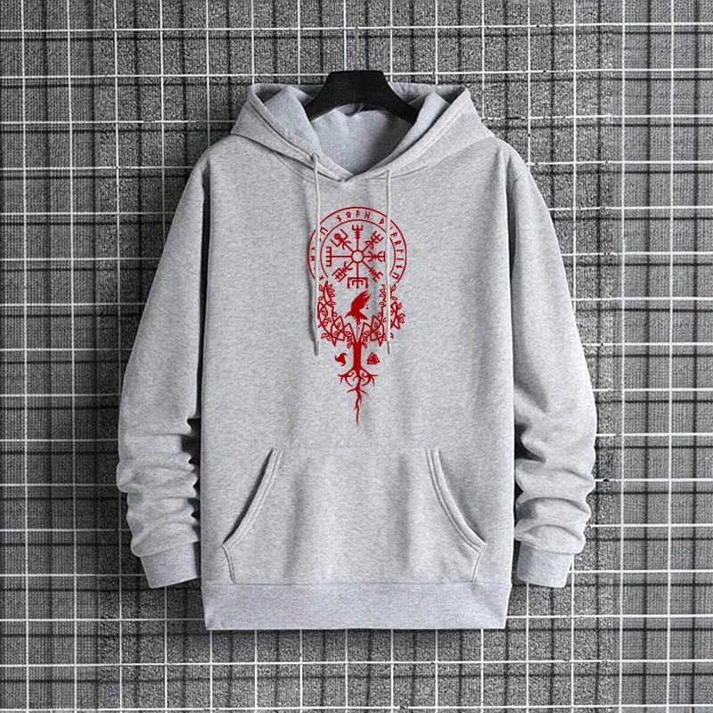 Ancient Raven Rune Pattern Hoodies 2025 Urban Streetwear Fashion Men's Hooded Sweatshirt Male Trendy Casual Autumn Winter Hoody