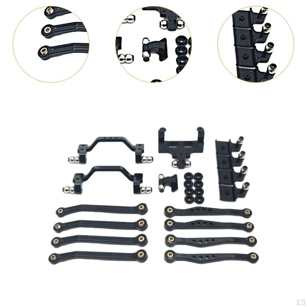 1/16 RC Upgrades Kit Front and Rear Shock Tower Metal Chassis Link Rods Steering Servo Mount for C64