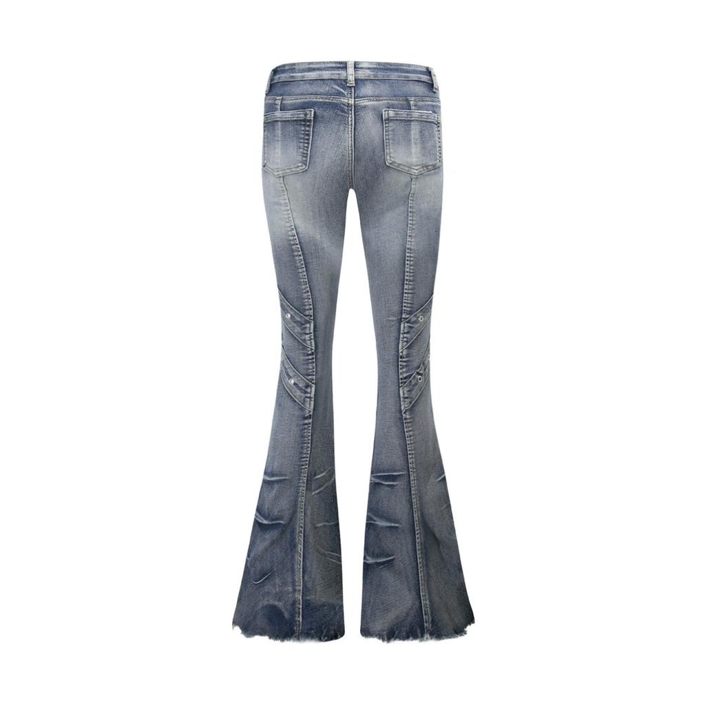 VIONA Autumn Winter Women's Denim Pants Dark Academia Cargo Jean Flared Bell Bottom Designer Kpop Japanese Y2k 2000s Goblin Core