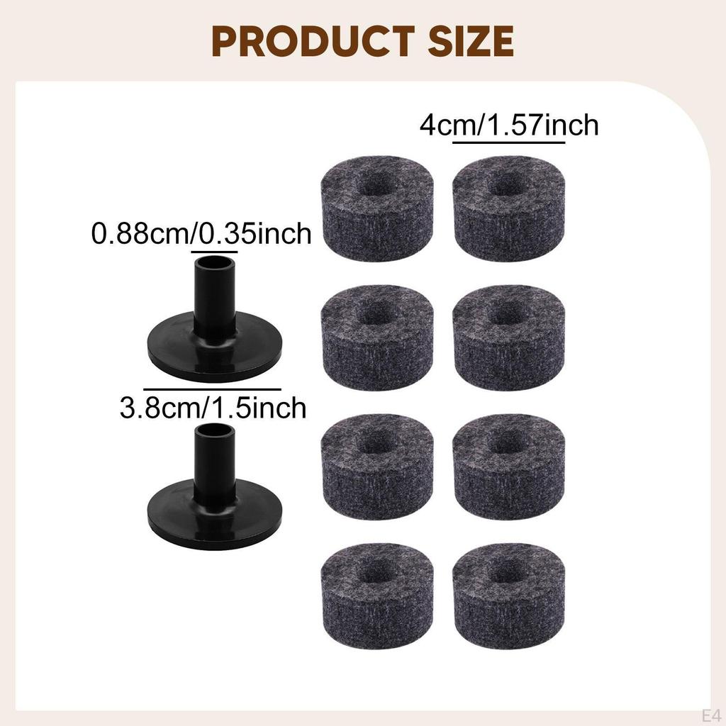 10 Pieces Cymbal Accessories Stand Washer Portable Drum Sleeves for Live Performance