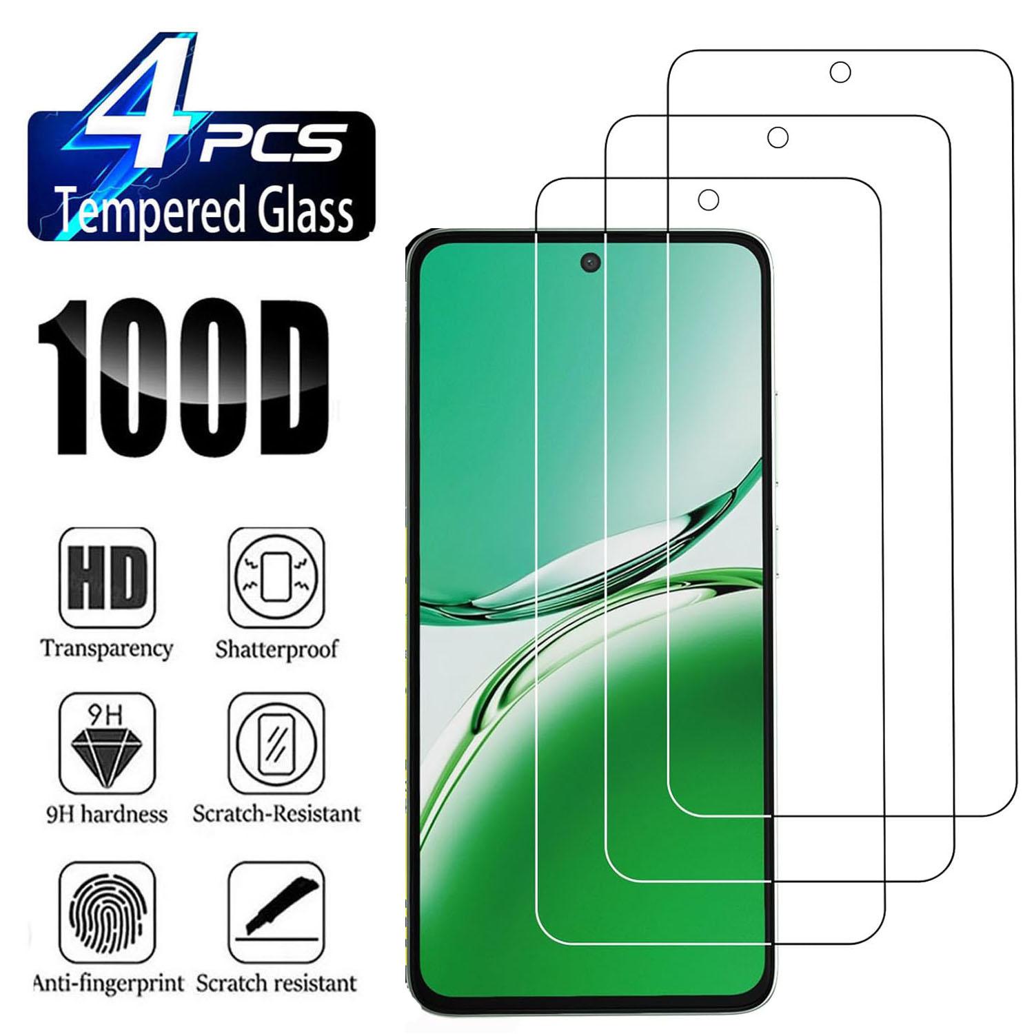 

4 штуки 9H захисна плівка для екрана для OPPO Reno 12F/12FS/Reno13/13F 4G/5G HD загартоване скло For F5 чистий