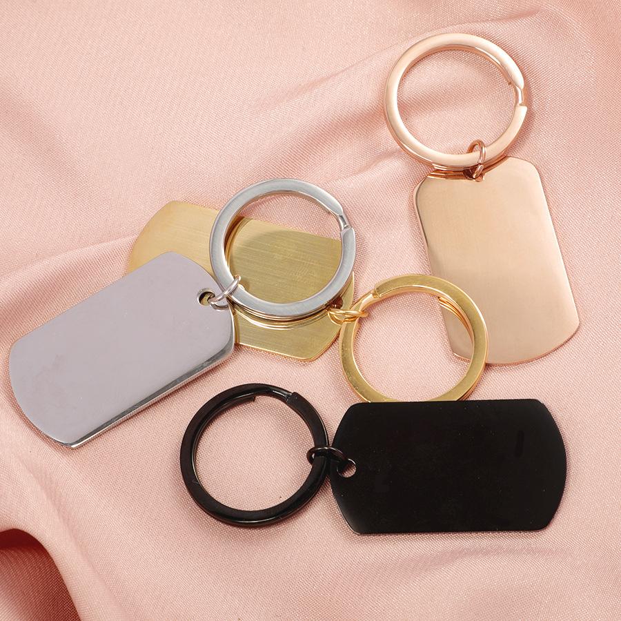 10Pcs/Lot Strip Blank Mirror Polished Stainless Steel Keychain For DIY Custom Women's Men's Keychain