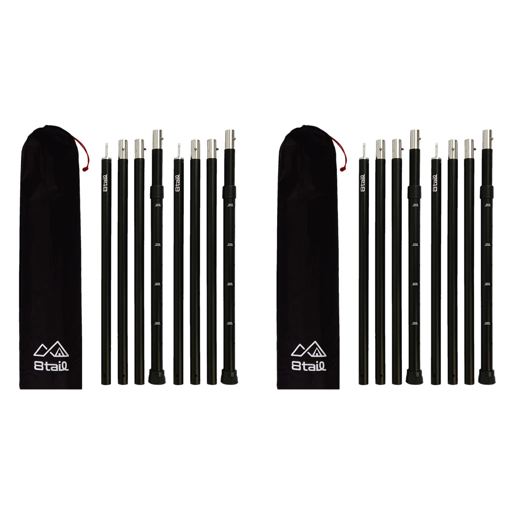

8tail Pole Aluminum 28 mm [Socono Adjust Pole] Set of 4 4-Connection Split Type Push Button Type Multi-level Adjustable Camping Tent [Length