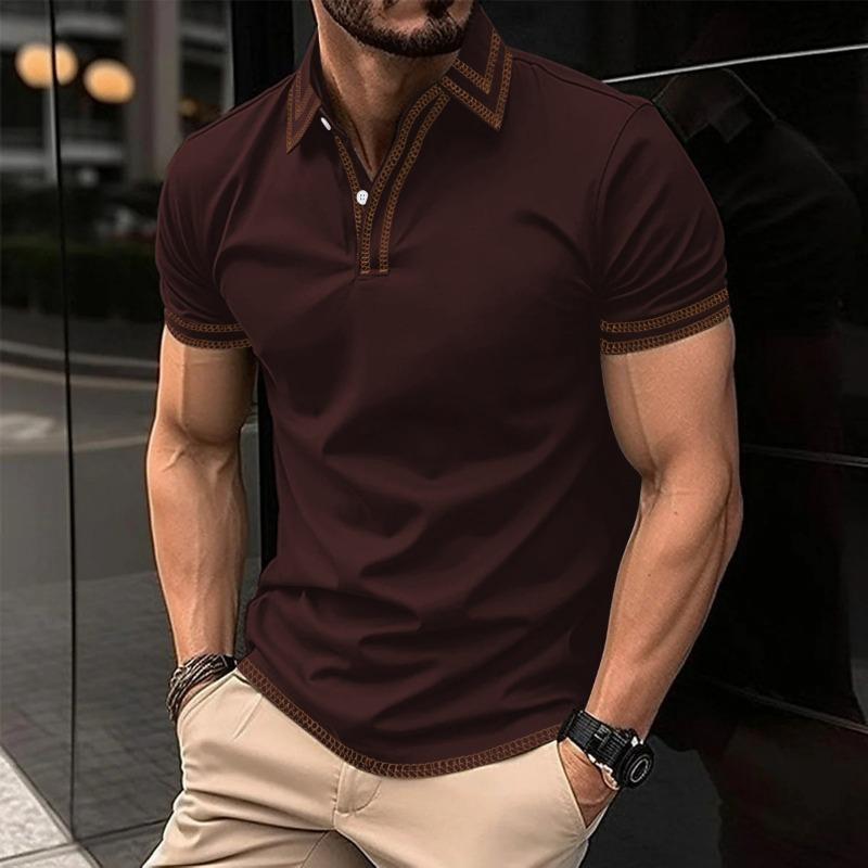 Summer Men's Casual Collar Line Short Sleeved T-shirt Polo Shirt