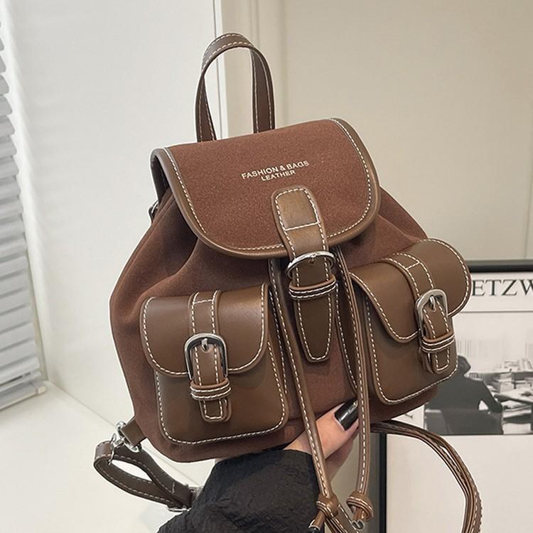 Schultasche Herbst und Winter Retro Wildleder Rucksack Arbeit Vielseitig Damen Reise Rucksack Studenten Pendeln Schultasche