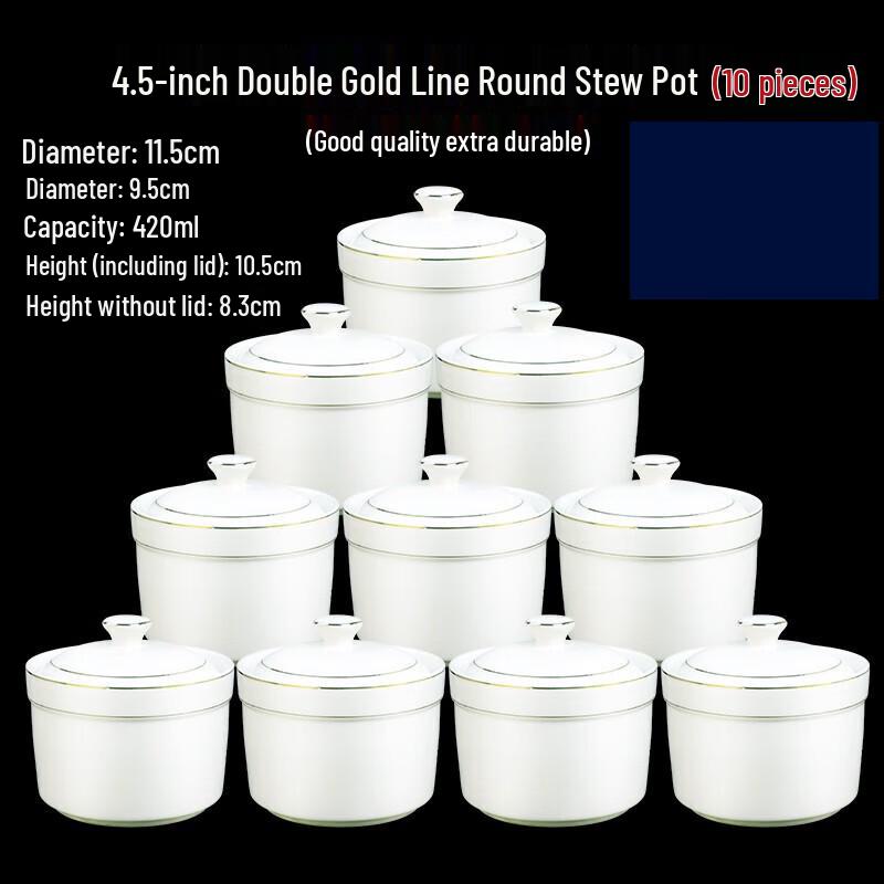 Gold-Rimmed Ceramic Bird s Nest Stew Pot