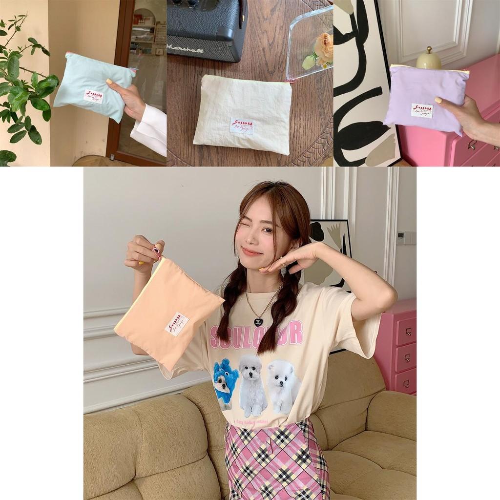 Korean Small Designer Ice Cream Color Makeup Bag Letter Handbag For Daily Use
