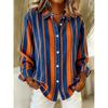 Fashionable Striped Vintage-Style Women's Long-Sleeve Shirt Comfortable And Breathable Collared Shirt Casual Everyday Wear Top