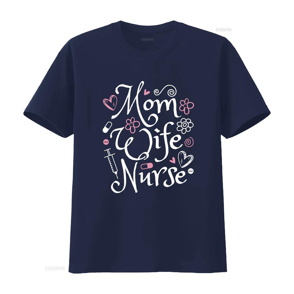Mom Wife Nurse T Shirt Cute Registered Appreciation Graduation Idea vintage Washed Unisex Top For Everyday Wear Slightly