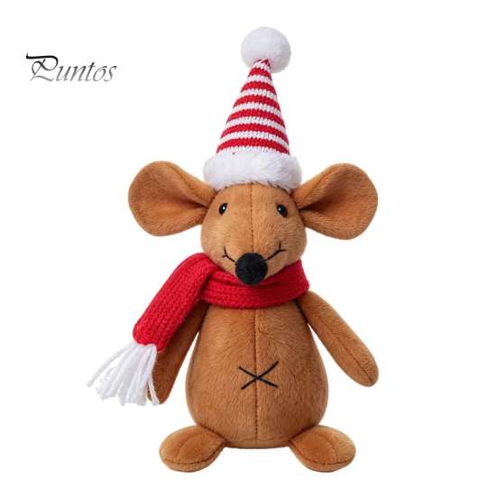 Tischdisplay-Puppe, Weihnachts-Plüschmaus-Puppe, Stofftier-Spielzeug mit Weihnachtsmannmütze, Weiches Sammlerstück, Niedliches Ornament für Weihnachts-Heimregal-Dekoration