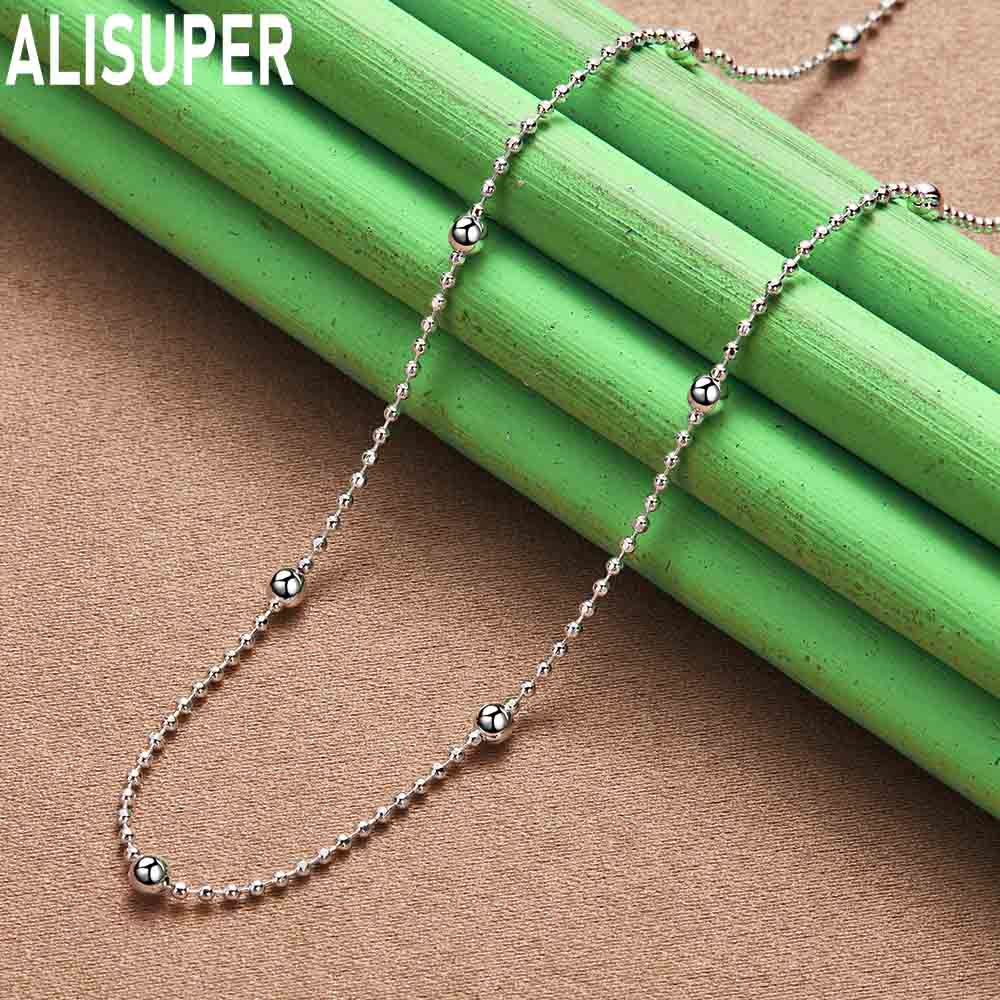 925 Sterling Silver 40-60cm Bead Necklace Fashion Wedding Jewelry