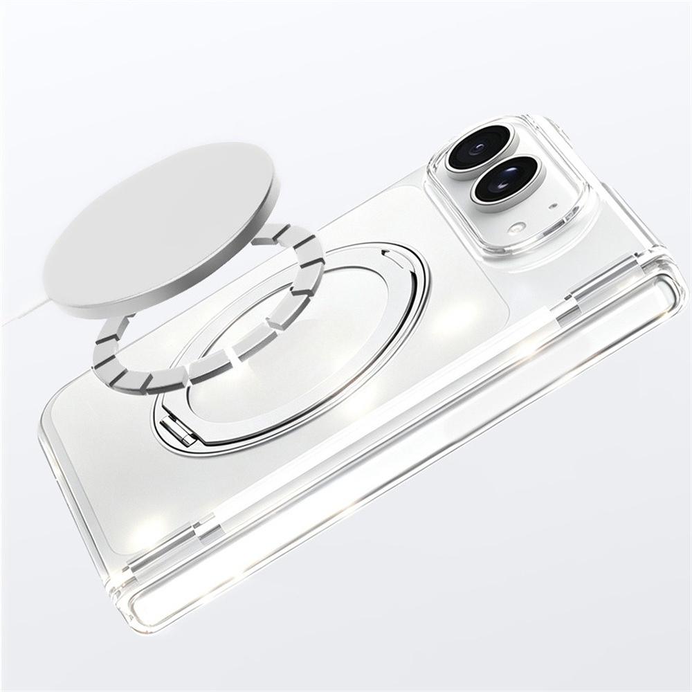 For iPhone Duo Fold Case Transparent Magnetic  rotate stand Protective Back Cover For MagSafe Wireless Charging Phone Shell