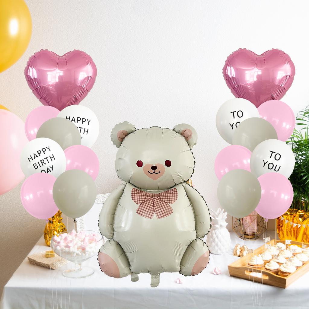 Sött matt björn regnbåge aluminiumfolie ballongset kärlek digital barnkalas dekoration regnbågsballong