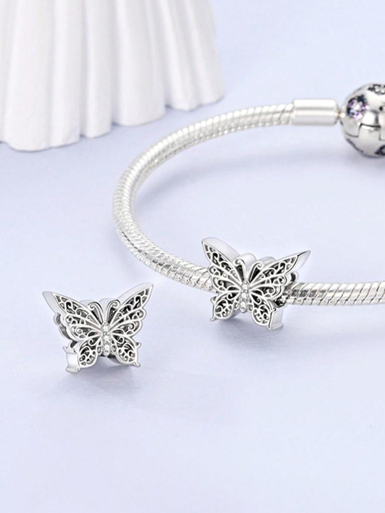 Charms Plata Copper Colors Spring Butterflies Beads Charm Pendant For Original Bracelet For Women Diy Jewelry Love Gift