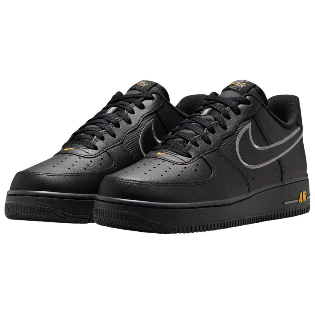 Nike Air Force 1 Low Black Laser Orange Men Sneakers Metallic-Silver IB7677-001