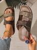 Large Size Rivet Haken Slippers for Women, Belt Buckle for Outdoor Wear, Exposed Toe Sandals