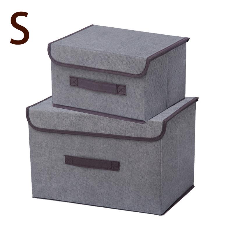 Linen-Like Fabric Storage Box Foldable Storage Box For Books And Toys Dustproof Storage Box With Lid Large storage box