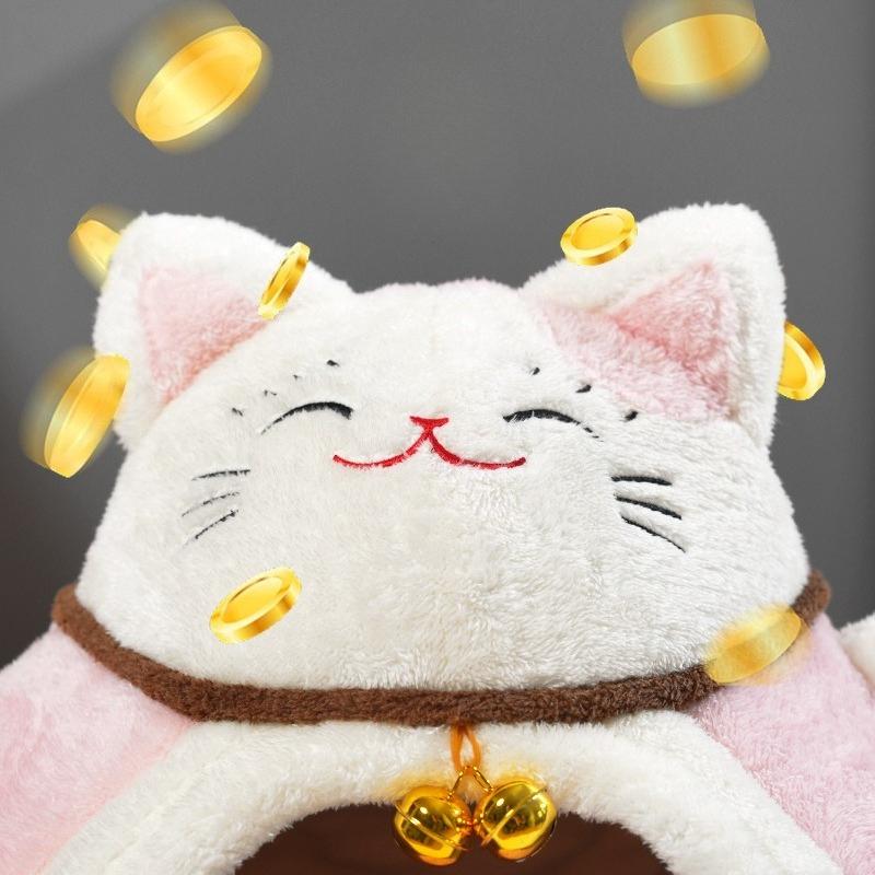 Kształt kota szczęścia gniazdo dla kota jesienno-zimowe ciepłe dom kota szczęścia półzamknięty mały i średni kojec gniazdo dla zwierząt