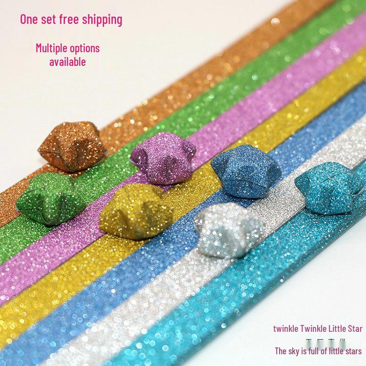 Glitter Origami Wishing Stars: Handmade Five-Pointed Colored Paper for Star Folding with Optional Colors