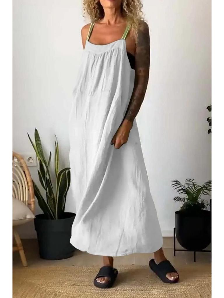 2026 Summer Casual Cotton Linen Strap Dress