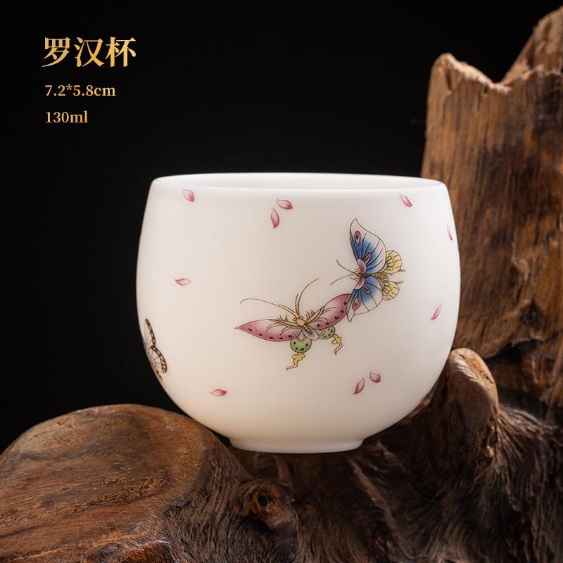 

Чайная чашка Handamde Sheep Fat Jade White из фарфора Пористая обожженная чашка Master Cup Чайная чаша Love of Butterfly Кофейные кружки Чайная утварь Kung Fu