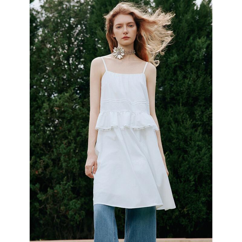 ELLE ESTER HSU Ruffled Strap Long Dress S