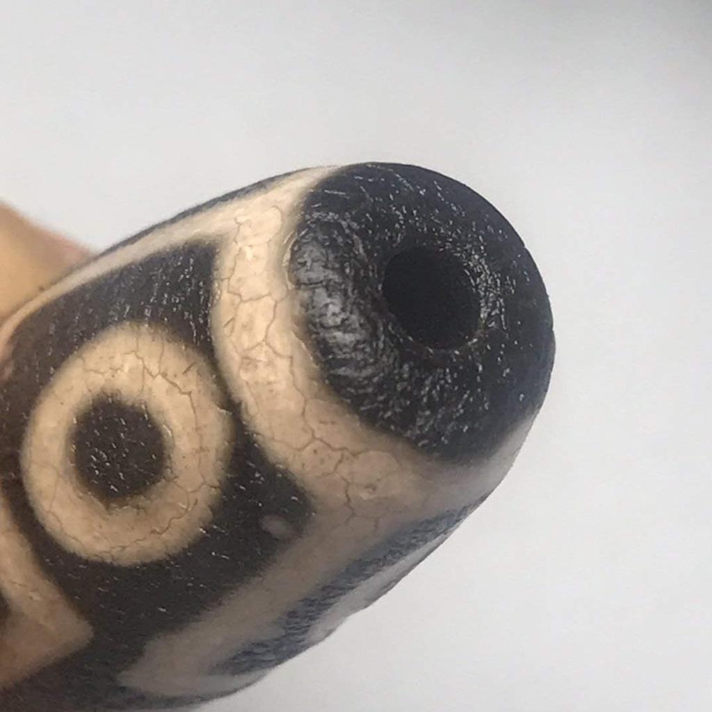 Tibet Natural Agate Nine Eyes Dzi Bead Pendant Send Rope