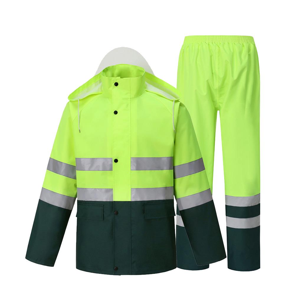 Neues Color-Block Sturmfestes 300D Oxford Outdoor Reflektierendes Regenmantelset