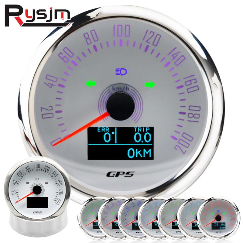 Waterproof 85mm GPS Speedometer 160MPH 200km/h With Antenna Boat Speed Meter With 7 Colors Backlight Trip ODO COG 9-32V