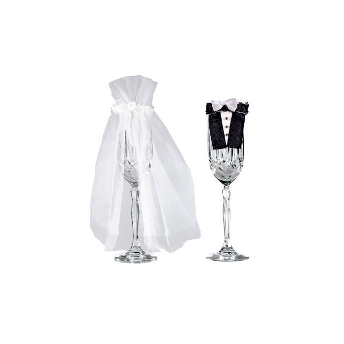 Marques Verres - AMSCAN - Marié/Mariée - Blanc - Décoration De Fête