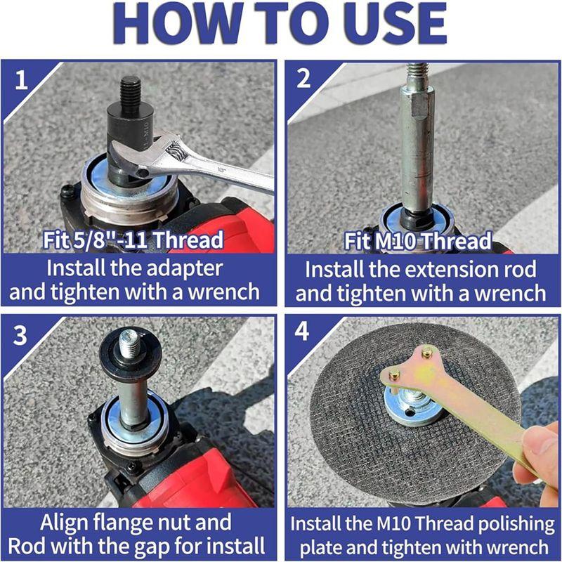A60zangle Grinder Extension Pole,M10 Thread Polisher Adapter Pole, Grinder Extension For 100 Type Angle Grinder/Polishermay