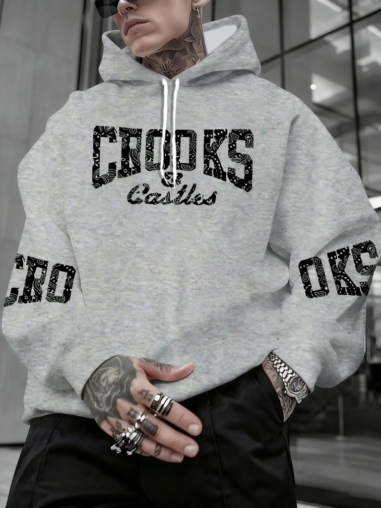 Men'sAutumn And Winter Hooded with Iconic Print - Loose Fit Streetwear Hoodie