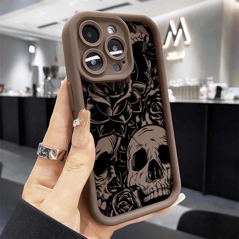 Minimalist Black Skull Pattern Silicone Soft Phone Case For iPhone 17 16 15 Pro Max 14 13 12 11 Pro 17 Air 16E XS X XR Cover