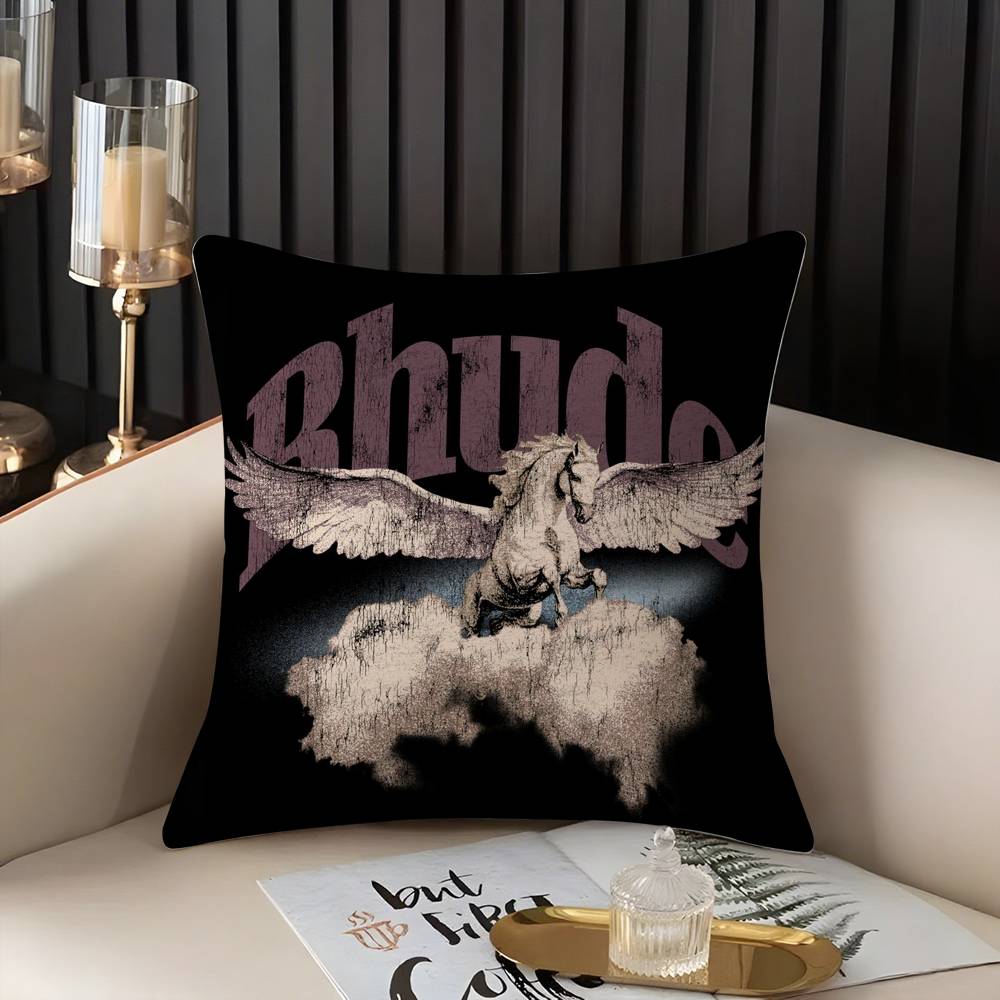 Fashion Brand R_RHUDEs Pillow Case Home Dorm Chair Back Short Plush Double-sided Printing Office Nap Time Cushion Cover