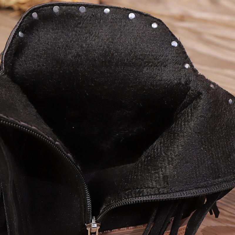 Dámské kozačky 2024 Vintage hnědé nýty střapce kovbojské boty dámské špičaté kovbojky westernové kotníkové kozačky blokový vysoký podpatek Botas Mujer