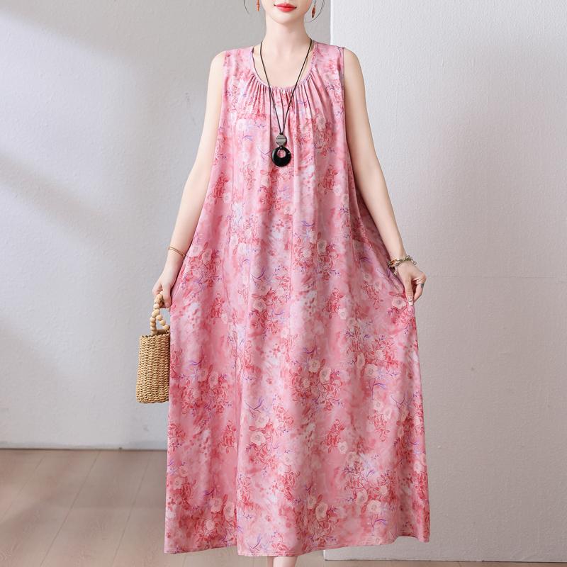 Plus Size Summer Long Dress for Women Clothes Elegant Sleeveless Loose Casual Dress