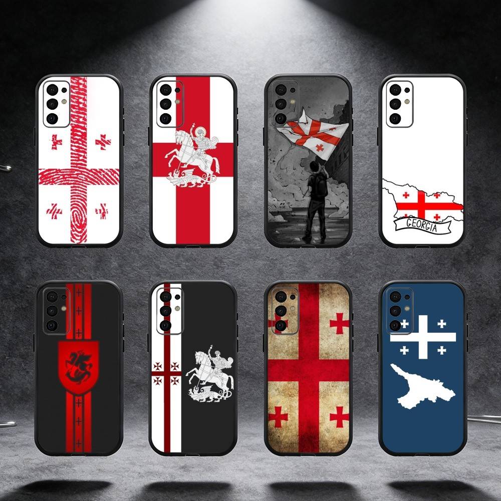 G-Georgia Flag Phone Case For Samsung S25,S24,S21,S22,S23,S30,Ultra,S20,Plus,Fe,Note,5G Black Cover
