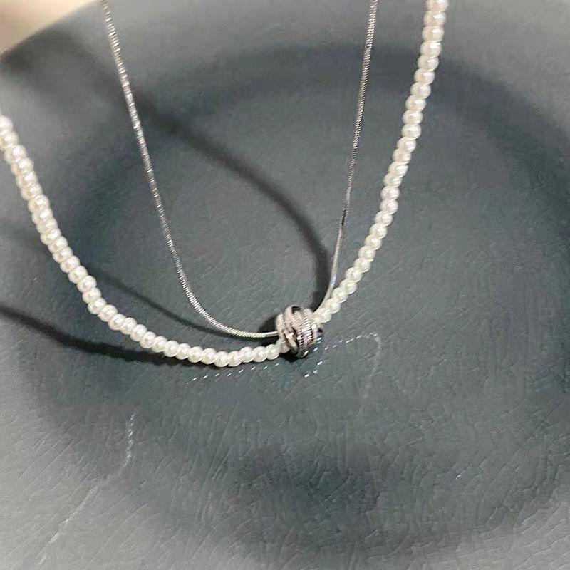 2025 Perlen- & Schlangenknochen Doppellagige Perlenkette - Elegantes Hochwertiges Schlüsselbein-Accessoire für Damen