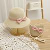 New Fashion Beach Hat Cute Outdoor Parent-child Hats 2-piece Womens Beach Set Sun Hat and Woven Bag Lightweight and Breathable