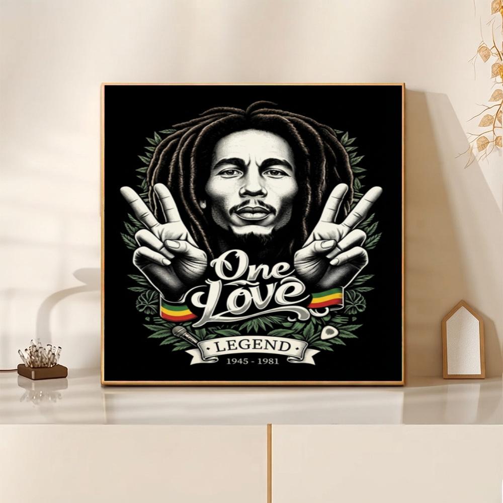Bob Marley One Love Reggae Music Vibes 5D Diamond Painting Round Diamond Rhinestones Mosaic Diamond Embroidery Wall Paintings Rhinestones Gift Framele