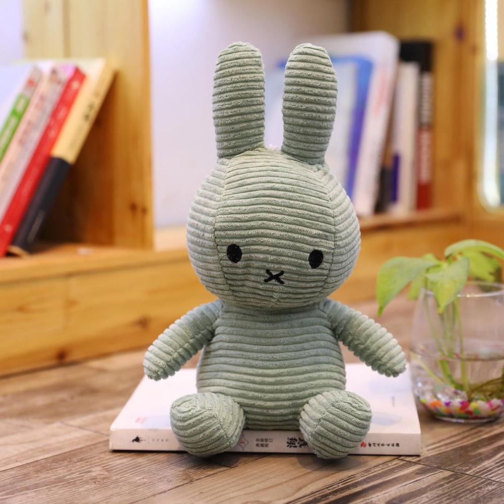 Kawaii Miffy Corduroy Striped Plush Doll Cute Miffy Peripheral Plush Doll Sitting Posture Home Decoration Fun Toy Girl Gift