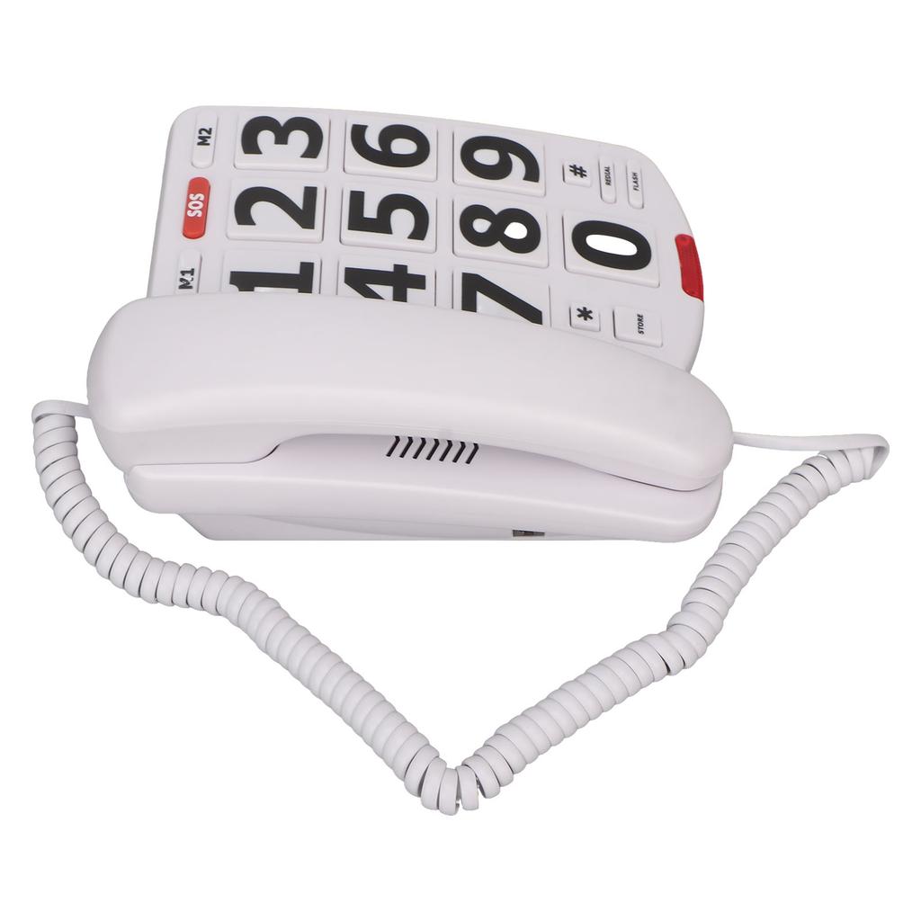 Big Button Phone Simple Classic Adjustable Volume Home Landline Phones for Seniors White