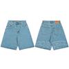 Cross-border European and American Trendy Brand Alcatraz Letter Logo Printing Washed Denim Shorts Men's and Women's High  Straight Five-point Pants