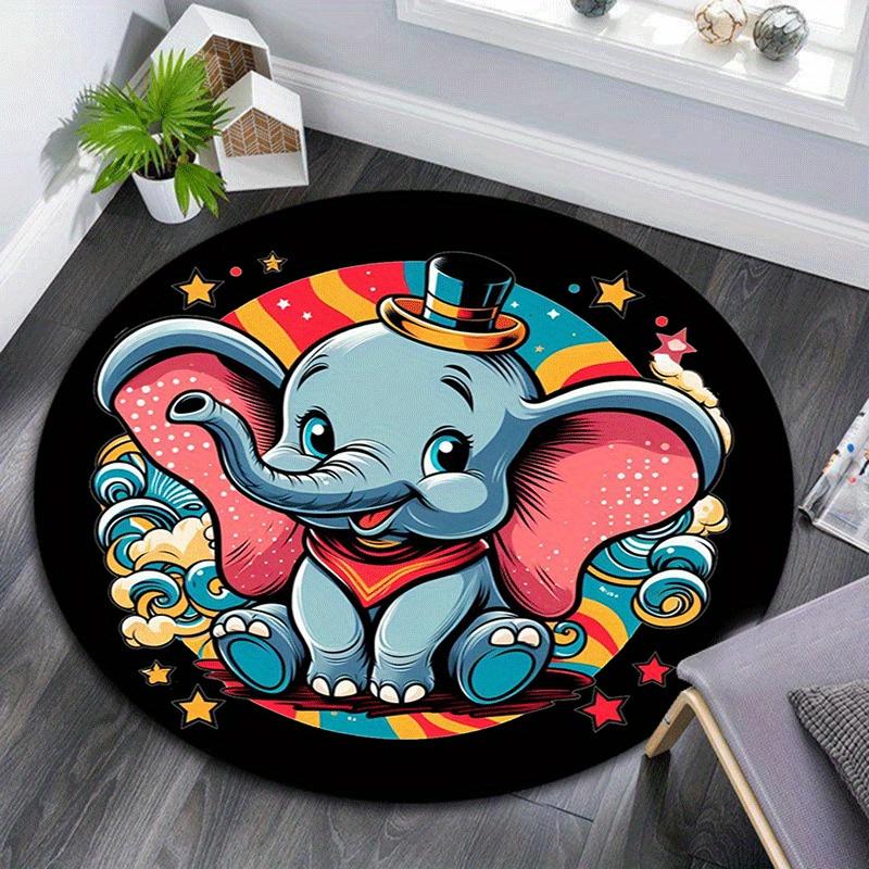 

1pc Dumbo Round Area Rug - Non-Slip, Machine Washable Polyester Carpet for Living Room & Bedroom Decor 80cm by 80cm