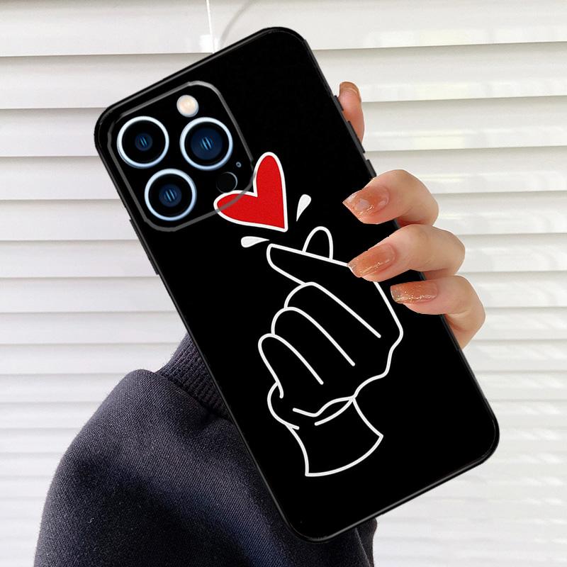 Hand Holding Moon Finger Heart Phone Case For iPhone 16 14 13 12 11 15 17 Pro Max mini 15 16 Plus 16e 17 Air Cover Fundas