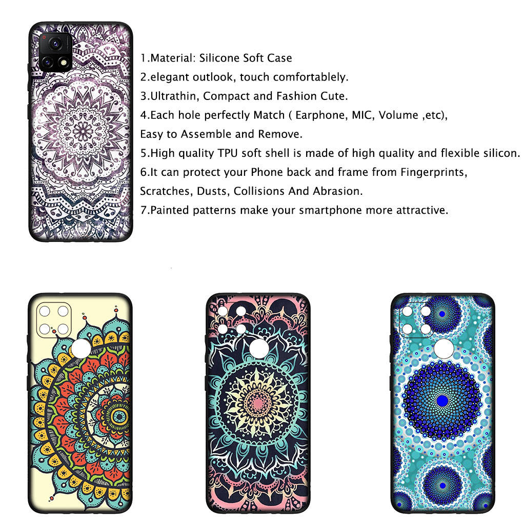 Etui na iPhone 16 15 Xiaomi Redmi Note 14 13 12 11 Pro Max 16e Samsung Galaxy S25 S24 S23 Moto OPPO Huawei Wzór Kwiatowy Paisley Mandala Tekstura Etui na Telefon