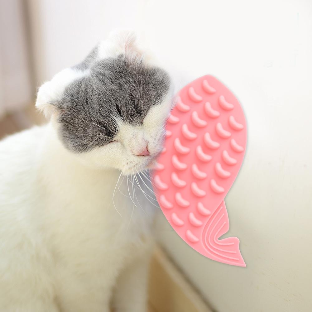 

Soft Silicone Whale Shape Cleaning Massage Brush With Catnip Self adhesive Cat Toys(Pink)