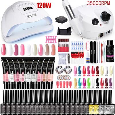 Manicure Set for Nail Extensions Gel Nail Polish Set Quick Building Polygels Set 120W/54W LED Nail Lamp Nail Tools Set